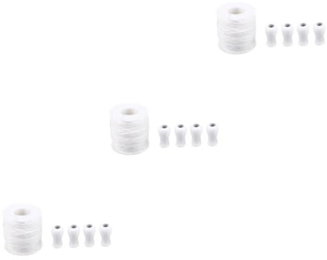 Cabilock 3 Piezas cordón Trenzado para persiana elevadora Extremo de caída del Cable Cuerda de Poliester Cuerda para persiana de Aluminio Cuerda de 50 con Colgante de Madera Blanca Bambú