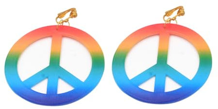 VALICLUD 1 Paar Geometrische Ohrringe Zierlich Peace-zeichen-anhänger Schmuck Peace-zeichen-ohrclips Perle Rot Abschlussball Peace-zeichen-clip-ohrringe Hippie-ohrringe Zubehör Gold Kostüm