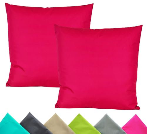 JACK 2er Set 40x40cm Outdoor Kissenhülle Kissenbezug Wasserfest Sitzkissen Lounge Kissen Garten Stuhl Lotus Effekt, Farbe:Himbeere