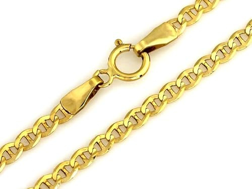 Sapphir Filigrane Goldkette 375 9 Karat Echtgold - Gelbgold Marina Erbskette 45 CM - 1,8mm Breite - Klassischen Design - Dezente Echtgold Halskette mit Federring Verschluss - inkl Zwei Luxusgeschenke