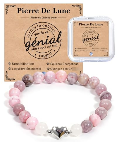 Kenqlot Idee Cadeau pour Femme Bracelet Pierres Naturelles Femme Original Cadeau Ado Fille Cadeaux Noel Anniversaire Bracelet Cadeaux pour Amie Maman Sœur Mamie Maitresse Nounou Triple Protection