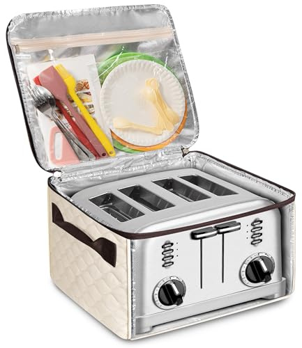 YARWO 4 Slice Toaster Bag Visible Window with Cuisinart/BLACK+DECKER 4 Slot | Transparent window, zippered pocket, water-resistant, fits 4-slice toasters, fits Cuisinart and Black+Decker