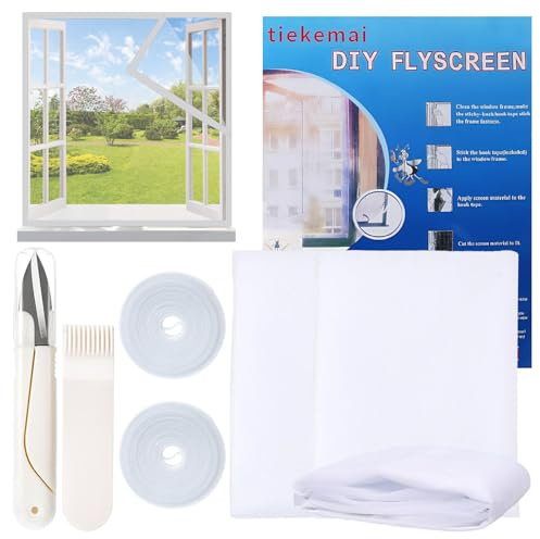 Fly Screens for Windows Set,3PCS 130x150CM Mosquito Net Window Insect Screen Mesh,Window Netting for Insects,with Self Adhesive Tape