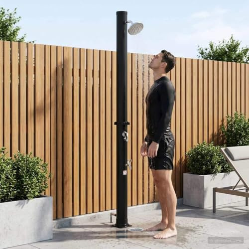 LoogCape Douche solaire avec pommeau de douche, robinet, 20 l, noir, pour jardin, terrasse, piscine, jacuzzi, spa, piscine hors sol, chauffage de l'eau