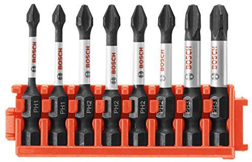 BOSCH CCSPHV208 8-Piece Assorted Set 2 in. Impact Tough Phillips Power Bits with Clip for Custom Case System