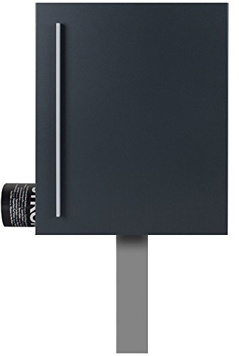 Standbriefkasten + Zeitungsfach anthrazit-grau (RAL 7016) Mocavi Sbox 110R-b Briefkasten mit Pfosten (einbetonieren) Rechtsanschlag freistehend