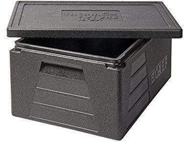 Thermo Future Box Quadratische GN 1/1 Premium Transportbox Warmhaltebox und Isolierbox mit Deckel, Thermobox aus EPP (expandiertes Polypropylen), Schwarz, 42 Liter Boxer
