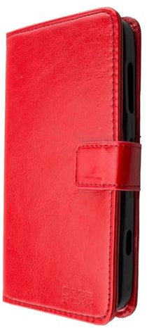caseroxx Bookstyle Handytasche für Doro Liberto 824/825 in rot – Klapphülle mit Kreditkartenfächern, Magnetverschluss, Standfunktion & Rundumschutz für Display und Gehäuse