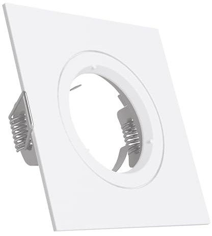 linovum Einbaustrahler GU10 Einbaurahmen weiß eckig starr inkl. GU10 Lampen Fassung - Rahmen für LED, Halogen, MR16