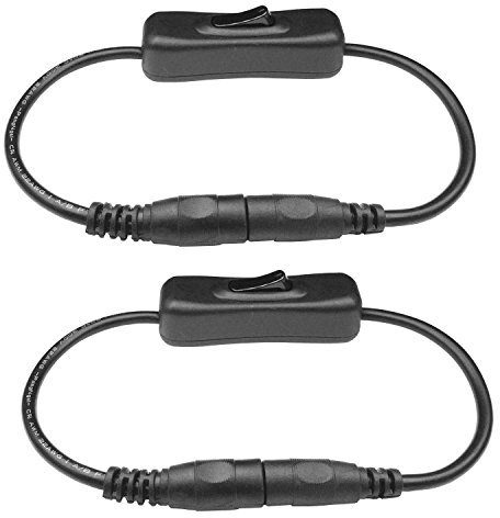 LitaElek 2pcs 22AWG Cable Interruptor DC 12V 5,5mm x 2,1mm DC Interruptor Tira de LED Interruptor Cable Conector Jack DC Switch Cable para Tira LED y otros Dispositivos DC 5V 9V 12V 24V, Negro