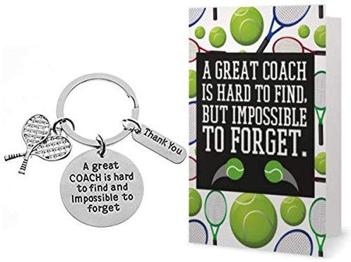 Tennis-Trainer-Schlüsselanhänger und Karten-Geschenk-Set, Tennis-Trainer-Geschenke, toller Coach is Hard to Find Coach-Schlüsselanhänger, silber, 2.30 inches including key ring