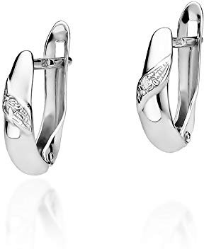 Damen Ohrringe 585 14k Gold Weißgold Ohrhänger Diamanten Brillanten
