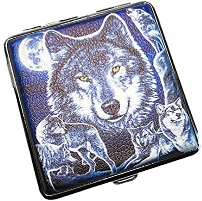 Zigarettenetui Etui für Zigaretten aus Metall Wolf Wölfe Verschiedene Motive (Motiv16)