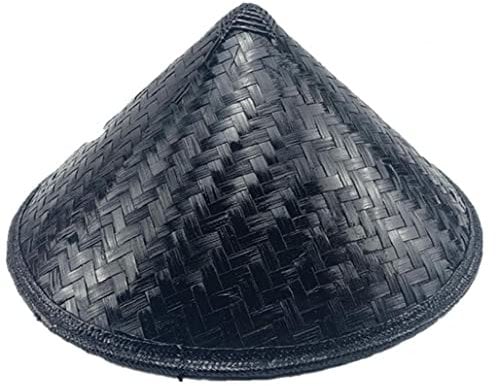 UIEHBCV Traditioneller Chinesischer Stil Bambuswebe Hut Cosplay Orientalische Kopfwege Requisite Schatten Strohkappen Hut, Schwarz, 36cm/14.17in