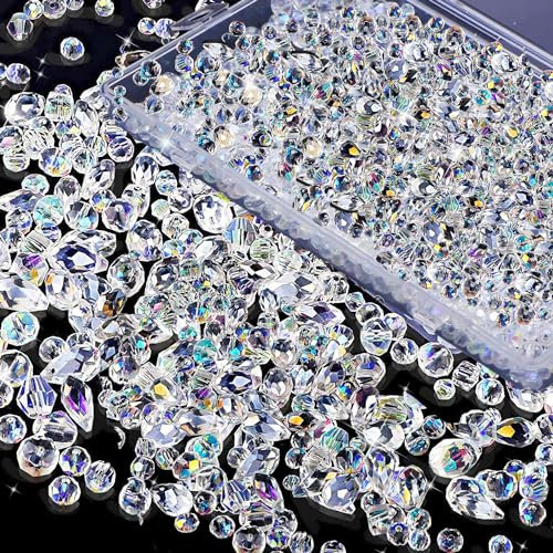 RYAN 800 Pièces Perle Cristal Perle Transparente 4/6/8mm Perles de Verre Kit Facettes Perles pour la DIY Fabrication de Bijoux Boucles d'Oreilles Bracelets