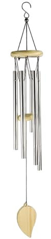 1 Windspiel Aus Silbernem Metall, Tiefer Ton, Personalisierbar, Mit Sechs Aluminiumrohren, Geeignet Für Terrassen, Inneneinrichtungen Und Gartenhöfe. Einheitsgröße