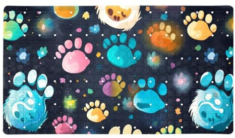 LLNSUPPLY Tapis de baignoire - Tapis de bain à bulles antidérapant pour cabine de douche et salle de bain - Taille XL - 38,5 x 68 cm - Motif pattes mignonnes