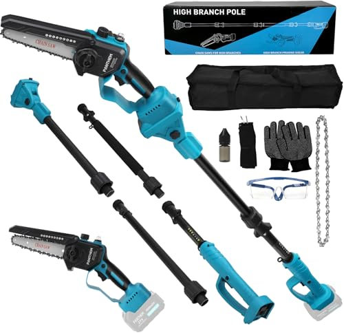 2-in-1 Sega ad Asta a Batteria compatibile con Makita 18 V, 6 Pollici Elettrica Mini Motosega Telescopica Potatore Telescopico Auto-Lubrificante, Altezza Di Lavoro 4,5m (senza batteria)