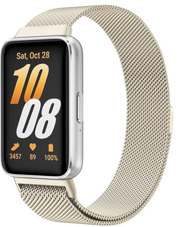 Amzpas Métal Bracelet pour Samsung Galaxy Fit 3, Acier Inoxydable en Métal pour Samsung Galaxy Fit3 SM-R390, Champagne Or