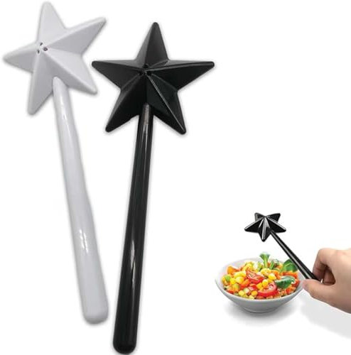 EYVRPAU Magique Baguette Salière et Poivrière 2Pcs,Forme d'étoile Salière et Poivrière,Salières à Épices pour Cuisine Épices Distributeur de Sel Restaurant Bouteille à épices Accessoires de Cuisine