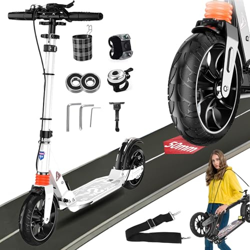 CXYTX Cityroller Tretroller Erwachsene 150 kg Tragkraft, 200mm Big Wheel Kids Scooter, Klappbarer Cityroller mit Handbremse und Doppelten Federung, Kickboard Klappbar & Höhenverstellbar