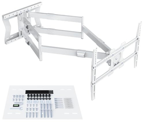 XTRARM TiTon Double 120 cm Supporto TV a parete, girevole inclinabile, TV 80kg VESA max.600 bianco