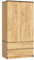 BDW Kleiderschränk 2 Türen, 4 Einlegeböden, Kleiderständer, 2 Schubladen, Garderobenständer, Schubladenschrank, Garderobenschrank für Schlafzimmer, Wohnräume, 180x90x51cm, (Eiche Craft)