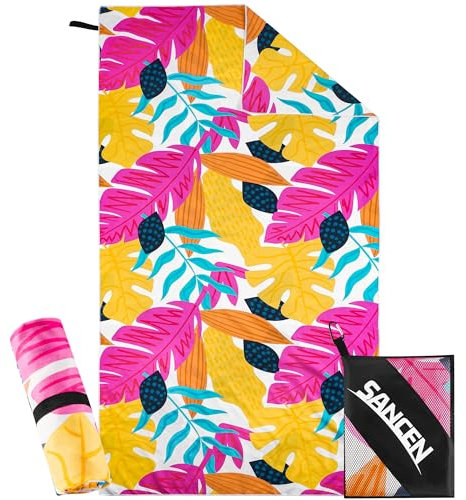 Strandtuch XXL 90 x 180 cm Mikrofaser, schnelltrocknendes Handtuch & Sandfrei Badetuch, ultraweich & hochsaugfähig, Stranddecke Damen Strandhandtuch (Rosa)