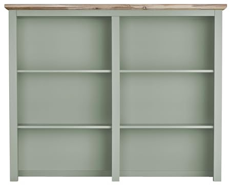 Florence Console Table Hutch Dresser Top | W143 x H115 x D30 cm | Wooden Open Shelving Display Unit | Fully Assembled Living Dining Room Furniture (sage green)