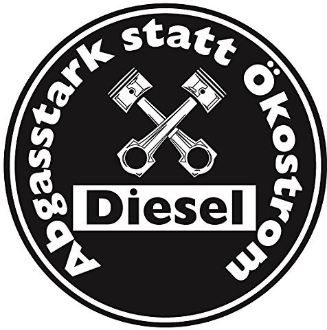 Abgasstark statt Ökostrom Aufkleber Sticker Schwarze Umwelt-Plakette Diesel JDM 2 Stück Fun Lustig Umweltzone Fahrverbot Autoaufkleber LKW