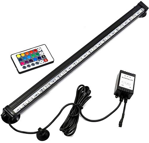WALLFIRE 16 Colors Remote Control 5050 RGB Waterproof Air Bubble LED Lamp Aquarium Fish Tank Light Submersible Light (Size : 26cm - 15LEDs)