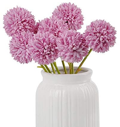 cn-Knight 12pcs Künstliche Pompons 29cm Bommel Chrysanthemen,für Hochzeit,Braut Blumenstrauß DIY,Heimdekoration,Tafelaufsätze,Lila