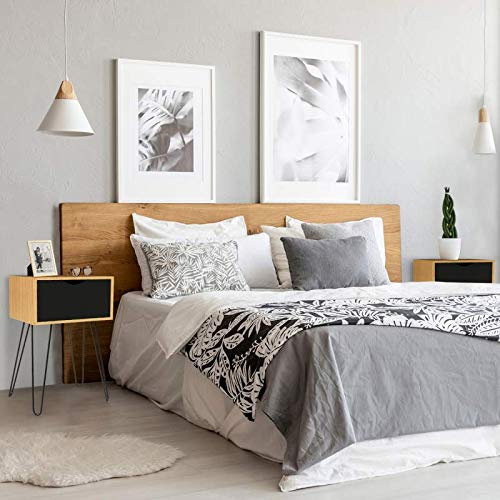 IDMarket - 2 Nachttische Noemi 1 Schublade Holz mit Nadelfuß