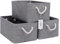 CREADARD Fabric Storage Basket Set of 3, Foldable Linen Storage Box for Nursery and Home, Collapsible Canvas Shelf Basket for Wardrobe or Bedroom, Grey