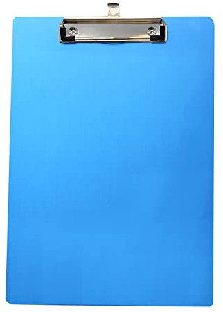 1er Alu Klemmbrett A4 mit gummierter Metalklemme, Schreibbrett DIN A4 mit Aufhängeose, Pad Halter Clipboard - Stabile Aluminum Schreibplatte - Schreibblock 1er Pack in Blau - TKD8025-blue-1x