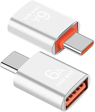 USB to USB C Adapter (2 Pack), USB Type C Male to USB A 3.1 Female Converter, Thunderbolt 3 to USB Female Adapter OTG for MacBook, Samsung and More Type-C Devices (Silver)