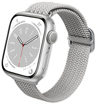 RhinoShield Correa trenzada Apple Watch Series 1/2/3(38mm)+S4/5/6/SE(40mm)+S7/8/9(41mm)+S10(42mm) | Repelente al agua y al sudor. Suave y elástica - Gris