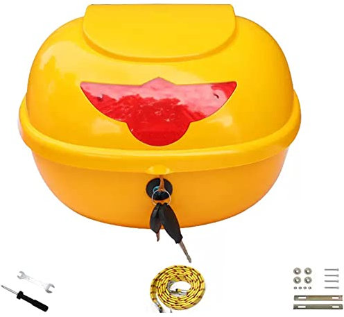 AVIITI Motorrad Touring Top Box, Zur Aufbewahrung Von Motorradzubehör Für Helme, Mit Reflektorstreifen Und Sicherheitsschloss,Gelb,38x31x24cm