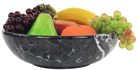 Radicaln Marble Fruit Bowl 10' Black Handmade Fruit and Vegetable Storage Bowl for Kitchen Décor -Farmhouse Kitchen Décor Fruits Holder for Dining Table