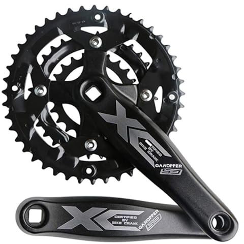 Fahrrad Kurbel Garnitur 22-32-44T Dreifach Kettenblatt 170mm MTB Vierkantloch Kurbelgarnitur 64/104BCD Fahrrad Kurbelarm Für Rennrad 8/9/10/11-fach(Black-170mm)