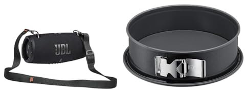 JBL Xtreme 3 Musikbox in Schwarz – Wasserdichter, portabler Stereo Bluetooth Speaker & Original Kaiser La Forme Plus Springform 26 cm rund, Flachboden, runde Backform
