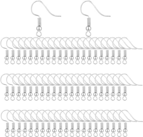 Belerry 400 Pieces Stainless Steel Ear Wires, Fish Hooks and French Wire Hooks, Coil and Ball Style Nickel-Free Ear Wires for Jewelry Making (Silver)