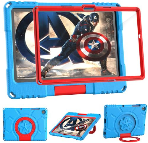 Kids Case for Samsung Galaxy Tab A9 Plus 11 inch 2023 with Screen Protector, Mansiruyi Shockproof Samsung A9+ Plus Tablet Case with Handle Stand for SamsungA9 Plus Tablet (SM-X210/X216/X218) - Blue
