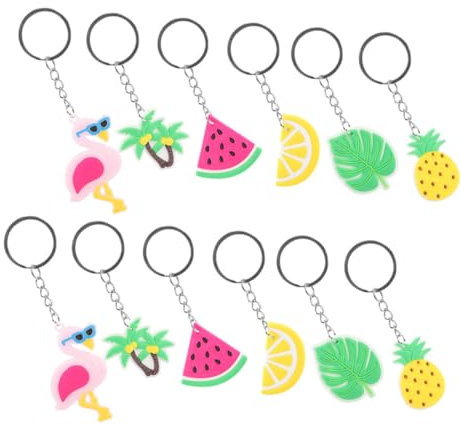LABRIMP 12 Stück Packung Schlüsselanhänger Hängedekorationen im Hawaii Stil aus Pvc und Zinklegierung mit Dekorativem Effekt für Abschlussfeier und Muttertag
