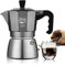 Binco Grey Shark Mokkakanne – Espressokocher auf dem Herd, Kaffee-Perkolator für reichhaltigen, italienischen Kaffee – 2 Tassen