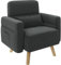 Yaheetech Sessel Wohnzimmer Ohrensessel Relaxsessel mit Armlehnen und Holzbeinen, Polstersessel Loungesessel Einzelsofa mit Taschen und Kissen, für Wohnzimmer/Arbeitszimmer Dunkelgrau