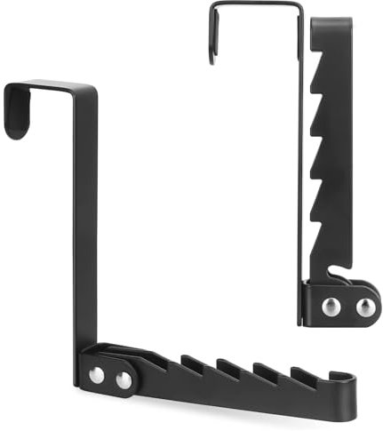 Perchero Puerta, Plegable Percha Puerta con 5 Ranuras Para Ganchos, Ahorra Espacio, Metal Colgador Puerta, para Ropa, Abrigo, Detrás de la Puerta del (Negro)