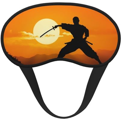 Schlafmaske für Seitenschläfer, Seide, Schlafmasken mit Gummiband, superweich, Augenschutz, Sonnen-, Karate-Silhouette, Verdunkelung, Nacht-Augenbinde, für Damen und Herren, Reisen