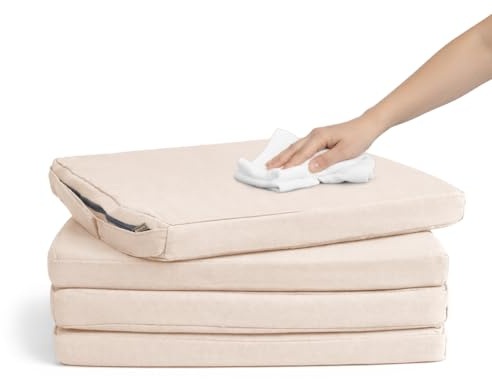 Pack 4 Cojín para silla 42x40x4 cm|Repelente al agua y fácil de limpiar|Con cintas de sujeción|Funda con cremallera desmontable|Uso interior y exterior|Ideal para comedor, terraza, jardín u oficina
