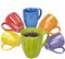 Klikel Kaffeebecher-Set, 6 Stück, geriffelte Keramikbecher, heiße Tee- und Kaffeetasse, einfarbig, leuchtende Farben, spülmaschinen- und mikrowellengeeignet, Geschirr